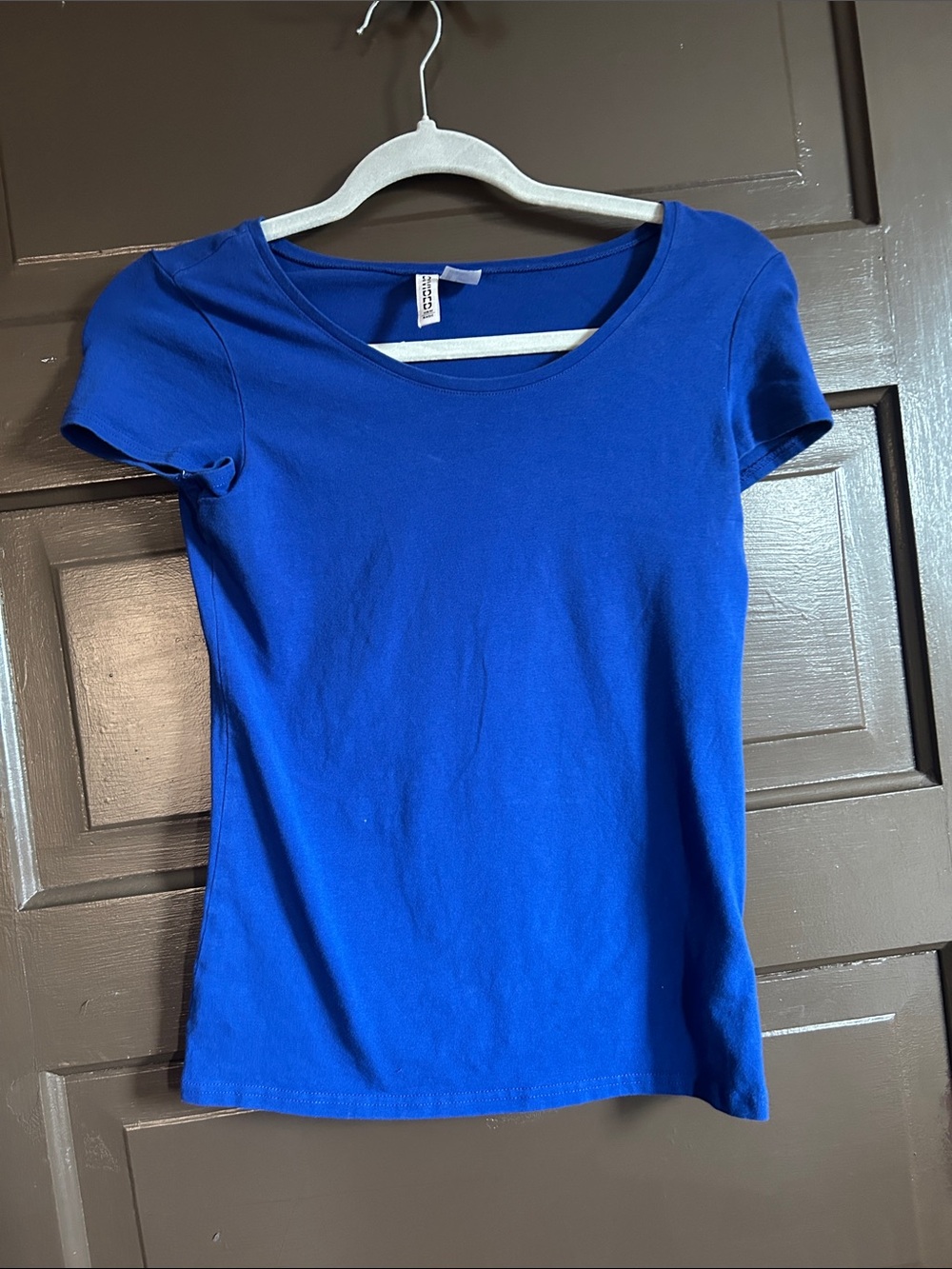 H&M Women's Short Sleeve Scoop Neck Tee - Bright Blue